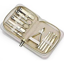 Nacario 12 Parça Manikür Pedikür Seti, Gold Paslanmaz Çelik, Tırnak Bakım Aletleri, Özel Taşıma Çantalı (Özel Seri)