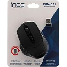Nacario Inca-Inca IWM-521 Rechargeable Silent Mouse (Sessiz) Ergonomik Dizayn, Konforlu Dokunuş Hissi, Tamamen Rubber Yüzey Sessiz Tuşlar 800 1200 1600 Dpı Üç Kademeli Optik Çözünürlük 2.4ghz Nano