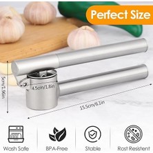 Nacario Paslanmaz Çelik Sarımsak Presi – Sarımsak Kesici, Sarımsak Ezici, Sağlam Paslanmaz Çelik Saplı, Pratik Bir Mutfak Yardımcısı ve Mutfak Aleti, 15,8 x 5 cm