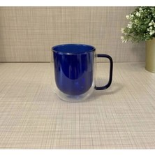 Tahtakale Çift Cidarlı Cam Kupa Lacivert Renk