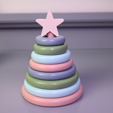 Özgürce Doğal Ahşap Halka ve Kule Seti, Eğitici ve Şık Montessori Oyuncak