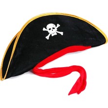 Tahtakale Yetişkin Boy Kadife Jack Sparrow Denizci Kaptan Jack Korsan Şapkası 50X20 cm