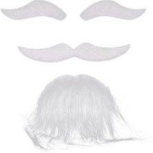 Tahtakale Beyaz Renk Kendinden Yapışkanlı Takma Sakal Bıyık ve Kaş Seti