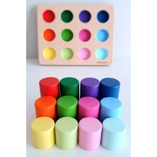 Özgürce Eğitici Ahşap Montessori Seti, Tablalı Silindirler, Kartlar ve Çanta