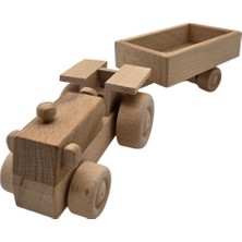 Özgürce Ahşap Mini Traktör ve Dorsel Seti, Boyanabilir, Montessori Uyumlu