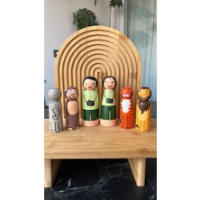 Özgürce Renkli Ahşap Safari Oyuncak Seti - 6 Parça Montessori Eğitici Oyun Seti