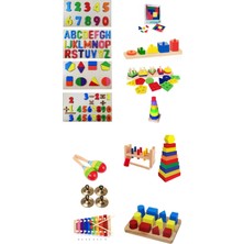 Özgürce 15 Li Ahşap Montessori Eğitici Materyal Seti, Çocuklar Için Öğrenme Keyfi