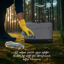Nacario Unicity Eco MCE-1112 Çevre Dostu Laptop Çantası, Ykk Fermuarlı Çantası,  Air/pro ile Uyumlu Bilgisayar Çantası, Erkek Kadın 14.1 Inç Notebook El Çantası, Gri
