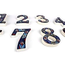 Nacario Yılmazel Kapı Numarası Seramik Lale Desenli Çeşitli Renklerde (1, Kobalt)