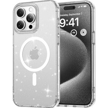 Nacario 13 ve 14 Için Magshine Serisi Magsafe ile Uyumlu Göz Alıcı ve Şık Simli Arka Tasarım Yüksek Kalite Materyal Premium Hybrid Kılıf Kapak (Şeffaf, 13/14)