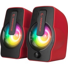 Kırmızı - Rgb Işıklı 1+1 Hoparlör Speakaer Set USB Kablo 2.0 Multimedya - 6W (5508) Arlstrtch-Rsg