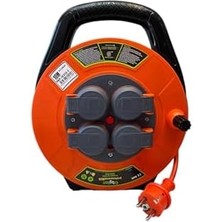 Nacario Seyyar Kablo Makarası – 10 Metre, 4 Prizli, IP44 Kapaklı, 230V 16A, 1000W – Taşınabilir Çanta Tipi Uzatma Kablosu (3x1.5mm² Cca) 10315-F