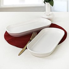 Nacario Mat Beyaz Noyan Kayık Tabak 2 Adet 26 cm