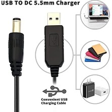 Nacario V Telesky 4 Paket USB - Dc Güç Kablosu, 12 V Gücü Dönüştürülmesi Gereken Cihazlar Için 5,5 x 2,1 mm Fiş Namlu Jak ile 5 V - 12 V Gücü (Siyah, 3,3 Feet/1 Metre)
