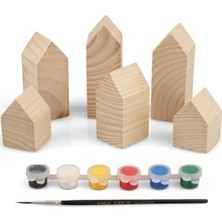 Özgürce Ahşap Ev ve Bloklar Boyama Seti, Montessori Eğitici Sanat Malzemesi