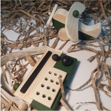 Özgürce Ahşap Elyapımı Bebek Radyo ve Uçak Seti, Montessori ve Hediye Oyuncak