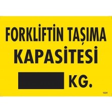 Mestore Forkliftin Taşıma Kapasitesi Uyarı Levhası 25X35 KOD:1331 - 9996670624275