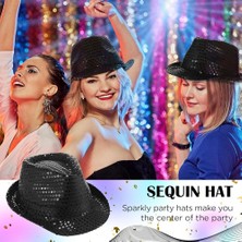 Tahtakale Siyah Payetli Fötr Şapka Yetişkin Boy