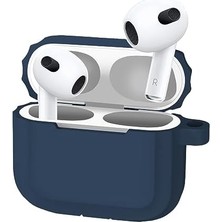 Nacario Labs 3 Uyumlu Rubber Silicone Kancalı Yumuşak Silikon Kılıf 3 Uyumlu Kulaklık Kılıfı (Mavi)