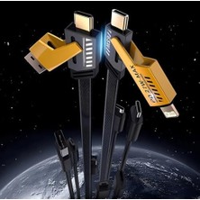 Nacario USB C Düz Örgülü Hasır Aaa Kalite 4 Ü 1 Arada 65/27 W 2 To 2 Flat Fast Wıre Pd USB Type C Ios 4 Lü Şarj Kablosu ve Veri Aktarım Data Kablo Tüm Cihazlar Için Geniş Uyumluluk Hayat Kurtarır