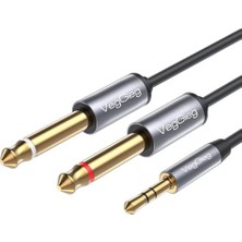 Nacario 3.5mm To 6.35MM 2*mono Amfi Enstrüman Aux Ses Kablosu 1.8 Metre