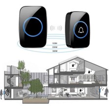 Nacario Kablosuz Kapı Zili Ledli Uzaktan Kumandalı Işıklı Kapı Zili Yüksek Sesli 300MT Uzun Mesafeli - 1 Buton + 1 Zil