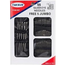 Nacario 55 Parça Gümüş Göz Iğne Seti, 5 Adet Iğne