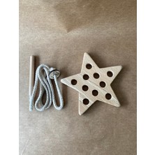 Özgürce Yıldız Şekilli Ahşap Montessori Dikiş Oyuncağı, Beceri Geliştirici