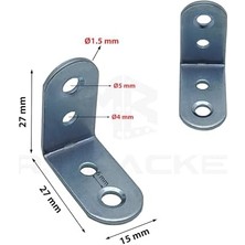 Nacario 25 Ad. L Demir Gönye Köşebent 15X27X27MM - Mobilya Dolap Raf Masa Çekmece Köşe Sabitleme Birleştirme