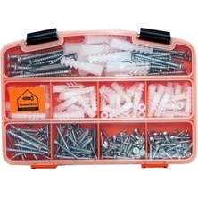 Nacario All Fasteners 320PARÇA 12 Çeşit Vida Seti, Dübelli Sunta Vidası Seti,matkap Ucu Uç ve Takım Çantası