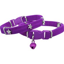 Mestore Markapet Kadife Kedi Boyun Tasması Yıldızlı 20-32 cm Mor - Sf-Kdfyldz-Mr