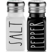Nacario Cam Tuzluk ve Biberlik Seti, Siyah ve Beyaz Kapaklı, 2 Parça, Masa Üstü Tuz Karabiber Takımı