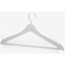 Nacario 24 Adet Beyaz Ahşap Görünümlü Plastik Askı Kıyafet Elbise Gömlek Askısı Kancalı