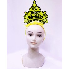 Tahtakale Happy Birthday Neon Sarı Taç