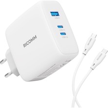 Nacario 100W Gan 3 Portlu Usb-C + Usb-A Şarj Aleti Qc5.0 Pd, Ipad,,, Notebook, Uyumlu Hızlı Şarj Cihazı + 100W Type-C Şarj Kablosu 2 Metre