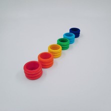 Özgürce Gökkuşağı Ahşap Halkalar, Eğitici Waldorf Montessori Oyuncak