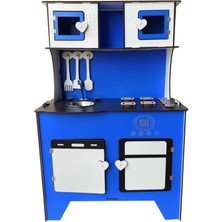 Özgürce Eğitici Ahşap Mutfak Seti, Montessori Tarzı, Mavi Renkli, Çocuklar Için