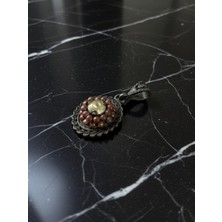 Anka Select Doğal Taş El Yapımı Kahve Bakır Görünümlü Özel Işlemeli Otantik Kolye Ucu