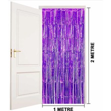 Tahtakale Ekstra Metalize Saçaklı Arka Fon Perde Mor