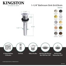 Nacario Pirinç KB4001 Musluk 19 Delikli Izgara Tahliyesi, Tekne Lavabo Için, Krom