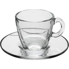 Nacario Aqua Service Kahve Fincanı, Tabak, Cam, Şeffaf, 12 Parça, 8693357273153, Standart