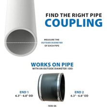 Nacario Fernco 1056-66 6 Inç Dökme Demir/plastik/çelik Tesisat Bağlantıları Için Esnek Pvc Boru Bağlantıları Siyah