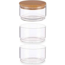Nacario Bambu Kapaklı 320 ml 3 Lü Cam Kavonoz ve Kase Seti Kavanozlar Hava Geçirmez Kare Borosilikat Baharat Kabı,soslar,kuruyemiş,tahıl,bahara, Tuz, Şeker, Makarna, Bakliyat Için Ideal Sağlıklı Cam