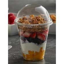 Nacario 350 cc Pet Plastik Milkshake Limonata Bardağı Kapaklı 50 Adet