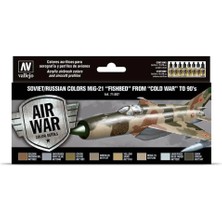 Vallejo 71607 8X18 Ml. Soviet/russian Colors MIG21 Fishbed From 50's To 90's, Model Air Serisi Model Boyası Seti