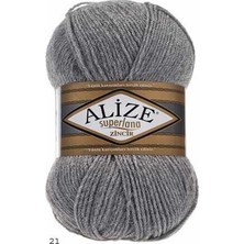 Alize Süperlana Zincir (5 Adet) 21 Gri Renk El Örgü Ipliği