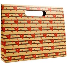 Nacario 38X30 Kalp Harmanı Zarf Model Karton Çanta, Hediye Kutusu