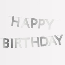 Nacario - Tırtıklı Gümüş Happy Birthday Asılan Süs