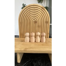 Özgürce 4'lü Ahşap Kız Peg Bebek Seti, Boyanabilir Montessori Figürler