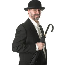 Tahtakale Siyah Renk Yetişkin Boy Retro Bowler Derby Şapkası 58 cm